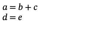Two equations aligned at their equals signs